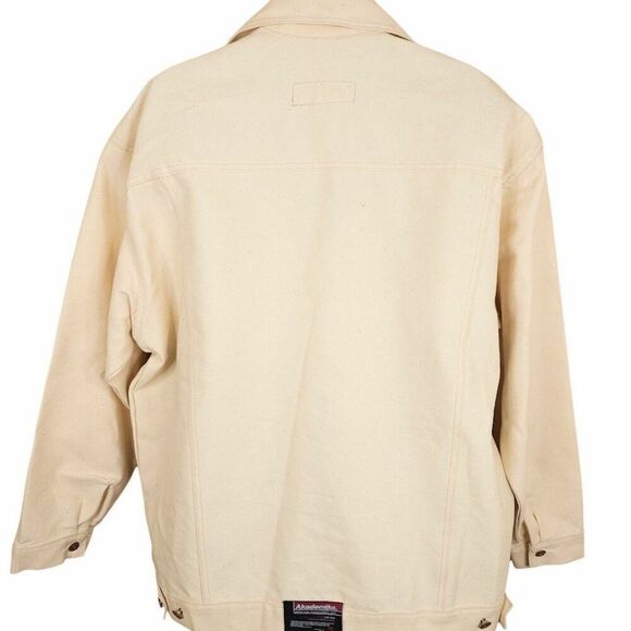 Vintage Akademiks Denim Jacket Mens Size XL Cream Y2K Oversized Streetwear - Picture 3 of 6